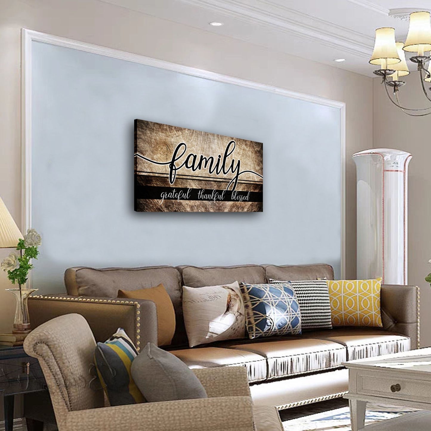 Canvas Wall Art for Living Room,Family Wall Art,Family Grateful Thankful Blessed Wall Decor,Family Quotes Canvas Prints Painting Framed Artwork Picture for Dining Room Bedroom Home Decoration 20"x40"