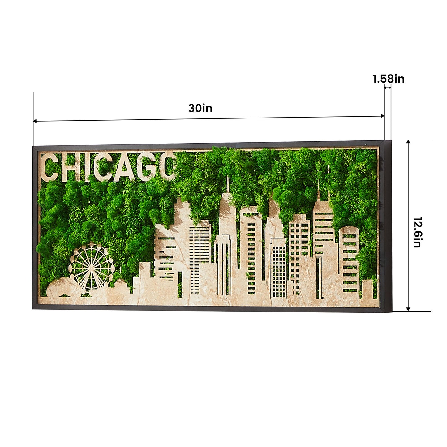 Chicago Moss City Silhouette Metal Wall Art