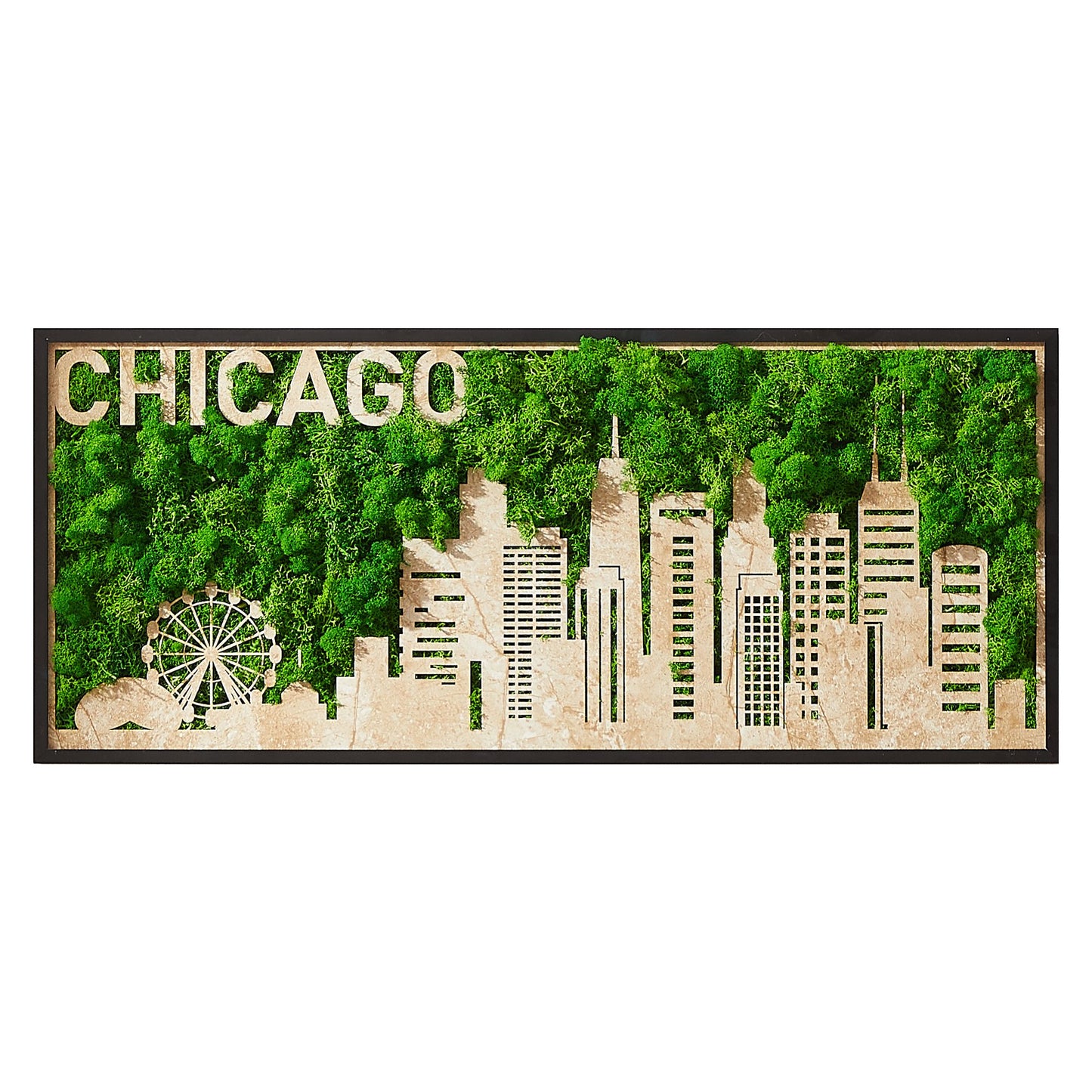 Chicago Moss City Silhouette Metal Wall Art