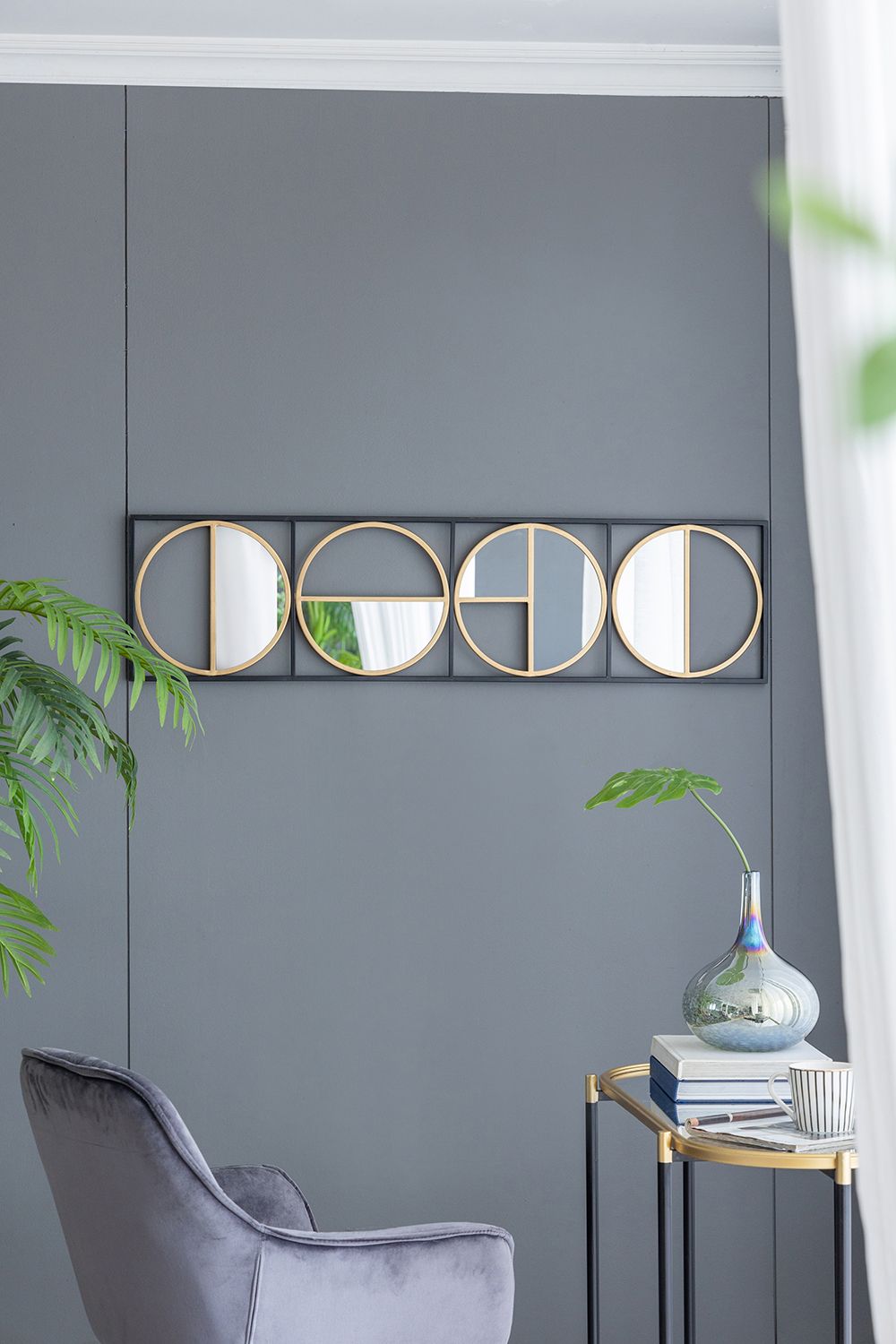 47.2" Eclectic Styling Metal Beaded Black Wall Mirror with Contemporary Design for Bedroom,Liveroom & Entryway