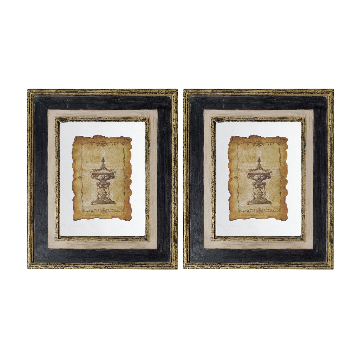 18x22" Lucian Framed Antiqued Sculpture Print,2 Piece
