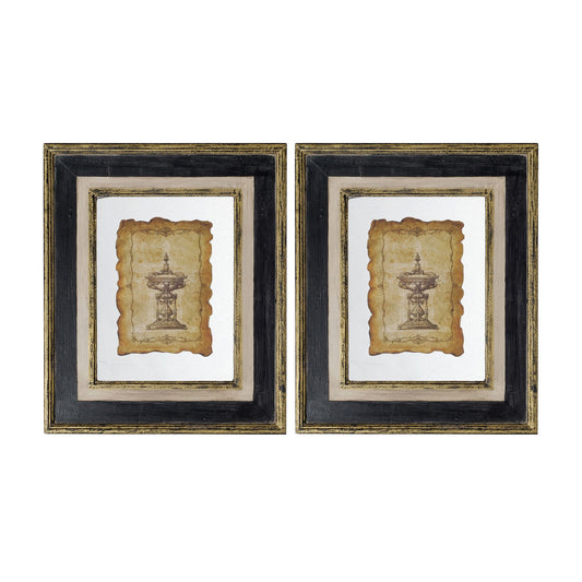 18x22" Lucian Framed Antiqued Sculpture Print,2 Piece
